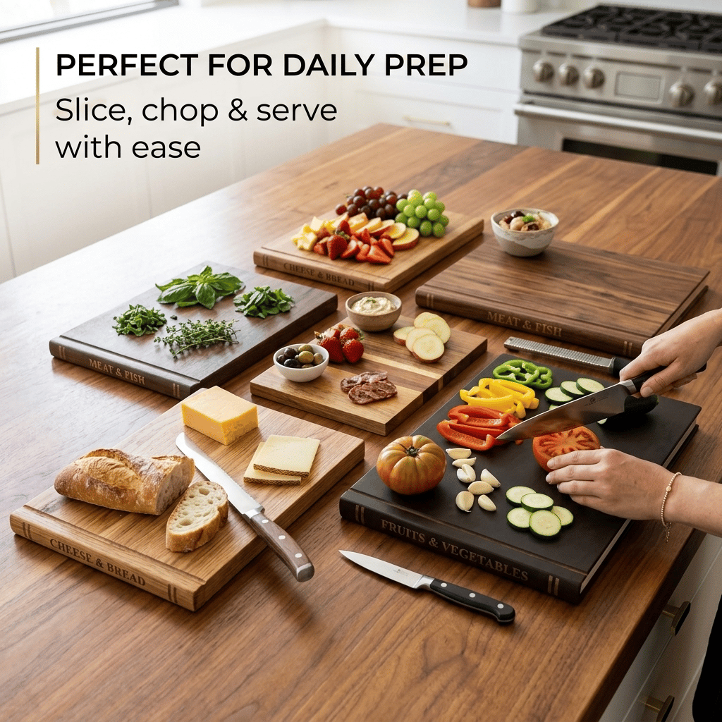 The Cutting Board Library- Set of 3 Decorative and Functional Cutting Boards