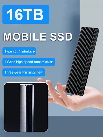 16TB Type-C Portable SSD: Universal for All Devices, 1GB/s Read Speed, Stable Storage Without Lag