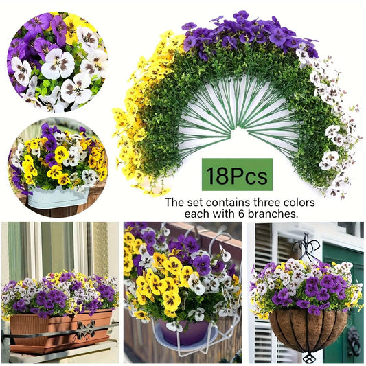18 Bundles Of 12.56-inch Artificial Tricolor Violet Flowers